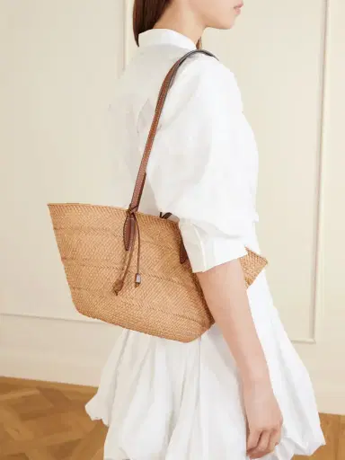 Hunting Season Trapeze Basket Leather-trimmed Raffia Tote | Thumbnail 2 Hunting Season Trapeze Basket Leather-trimmed Raffia Tote | Thumbnail 2