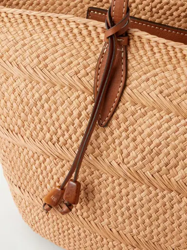 Hunting Season Trapeze Basket Leather-trimmed Raffia Tote | Thumbnail 5 Hunting Season Trapeze Basket Leather-trimmed Raffia Tote | Thumbnail 5