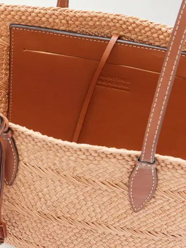 Hunting Season Trapeze Basket Leather-trimmed Raffia Tote | Thumbnail 6 Hunting Season Trapeze Basket Leather-trimmed Raffia Tote | Thumbnail 6