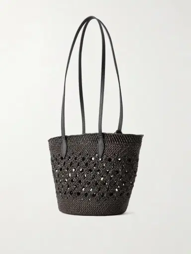 Hunting Season Lattice Basket Leather-trimmed Raffia Tote | Thumbnail 4