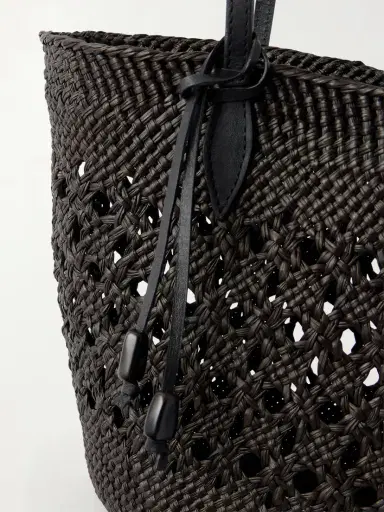 Hunting Season Lattice Basket Leather-trimmed Raffia Tote | Thumbnail 5