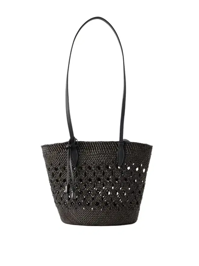 Hunting Season Lattice Basket Leather-trimmed Raffia Tote