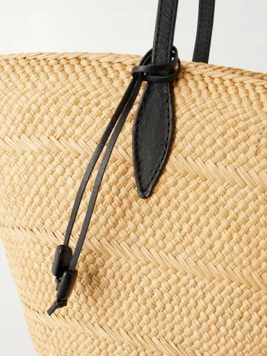 Hunting Season Trapeze Basket Leather-trimmed Raffia Tote | Thumbnail 5