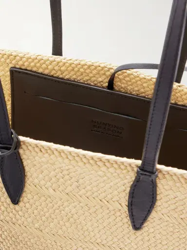 Hunting Season Trapeze Basket Leather-trimmed Raffia Tote | Thumbnail 6