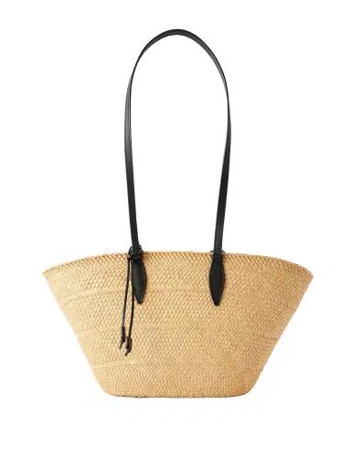 Hunting Season Trapeze Basket Leather-trimmed Raffia Tote | Thumbnail 1
