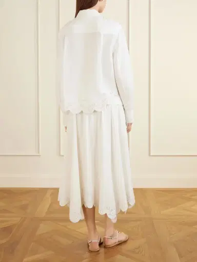 Simkhai Ames Cropped Broderie Anglaise Linen-blend Shirt | Thumbnail 4 Simkhai Ames Cropped Broderie Anglaise Linen-blend Shirt | Thumbnail 4