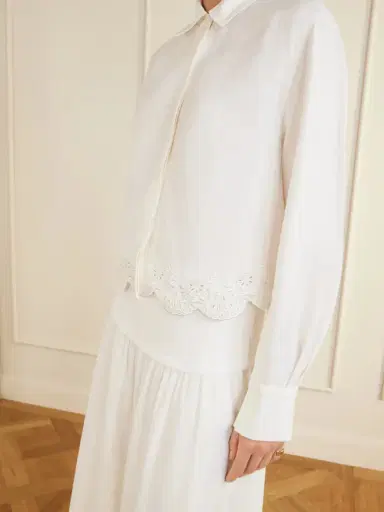 Simkhai Ames Cropped Broderie Anglaise Linen-blend Shirt | Thumbnail 5 Simkhai Ames Cropped Broderie Anglaise Linen-blend Shirt | Thumbnail 5