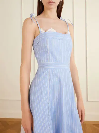 Simkhai Avaleigh Lace-trimmed Striped Cotton-poplin Midi Dress | Thumbnail 4