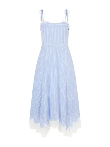 Simkhai Avaleigh Lace-trimmed Striped Cotton-poplin Midi Dress | Thumbnail 1
