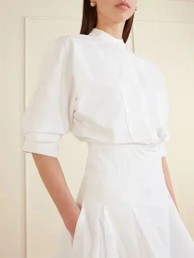 Simkhai Effie Bubble Pleated Cotton-blend Poplin Mini Dress | Thumbnail 4