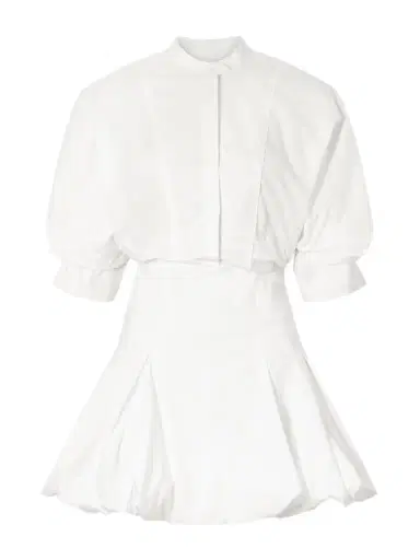 Simkhai Effie Bubble Pleated Cotton-blend Poplin Mini Dress | Thumbnail 1