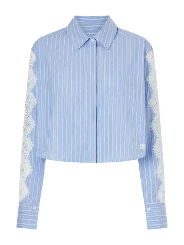 Renata Cropped Lace-trimmed Striped Cotton-poplin Shirt Renata Cropped Lace-trimmed Striped Cotton-poplin Shirt