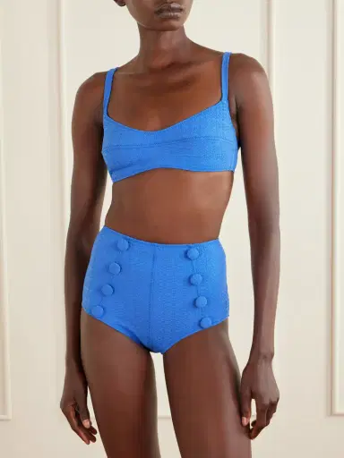 Lisa Marie Fernandez Button-embellished Seersucker Balconette Bikini | Thumbnail 2