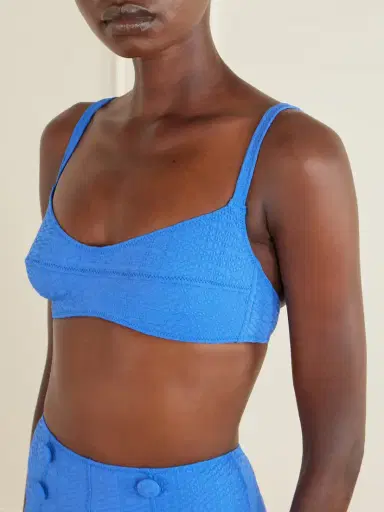 Lisa Marie Fernandez Button-embellished Seersucker Balconette Bikini | Thumbnail 4