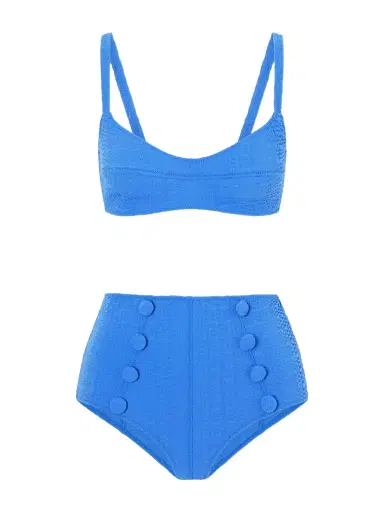 Lisa Marie Fernandez Button-embellished Seersucker Balconette Bikini | Thumbnail 1