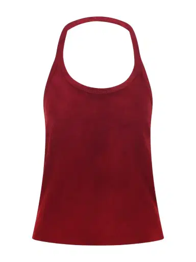 STOULS Cherry Open-back Suede Halterneck Tank | Thumbnail 1