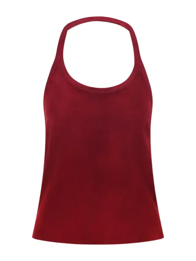 STOULS Cherry Open-back Suede Halterneck Tank