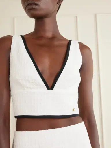 Valentino Garavani Canestrello Cropped Cotton-tweed Top | Thumbnail 4