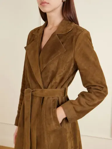 Nour Hammour Winona Belted Suede Long Coat | Thumbnail 4 Nour Hammour Winona Belted Suede Long Coat | Thumbnail 4
