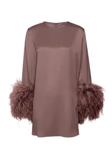Lapointe Satin Shift Dress With Feathers | Thumbnail 1