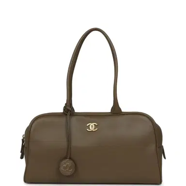 Chanel Chanel Large "Perfect Bowling" Bag Dark Khaki Calfskin Gold Hardware | Thumbnail 1 Chanel Chanel Large "Perfect Bowling" Bag Dark Khaki Calfskin Gold Hardware | Thumbnail 1