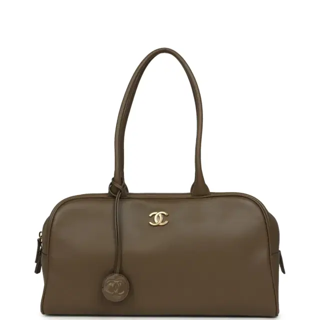Chanel Chanel Large "Perfect Bowling" Bag Dark Khaki Calfskin Gold Hardware