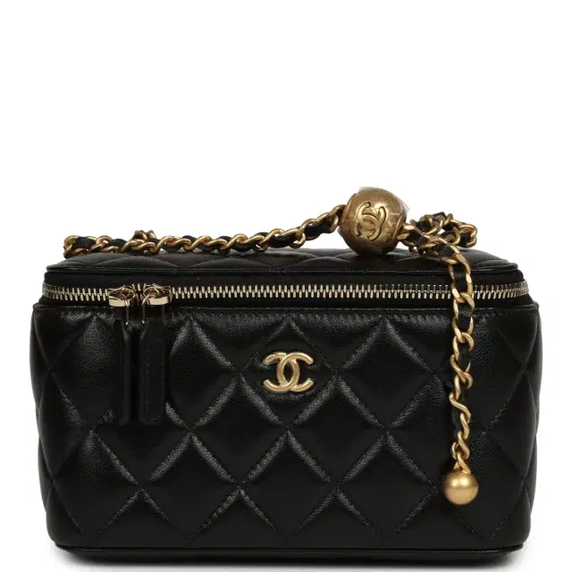 Chanel Chanel Small Pearl Crush Vanity Case Black Lambskin Brushed Gold Hardware