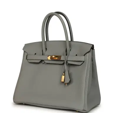 HERMÈS Hermes Birkin 30 Gris Mouette Togo Gold Hardware | Thumbnail 5 HERMÈS Hermes Birkin 30 Gris Mouette Togo Gold Hardware | Thumbnail 5