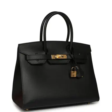 HERMÈS Hermes Birkin Sellier 30 Black Madame Gold Hardware | Thumbnail 2