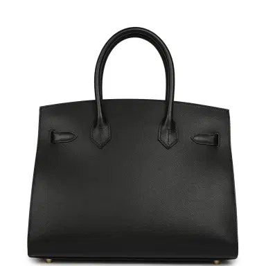 HERMÈS Hermes Birkin Sellier 30 Black Madame Gold Hardware | Thumbnail 4