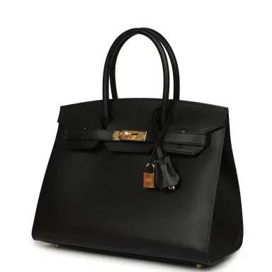 HERMÈS Hermes Birkin Sellier 30 Black Madame Gold Hardware | Thumbnail 5