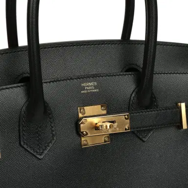 HERMÈS Hermes Birkin Sellier 30 Black Madame Gold Hardware | Thumbnail 7