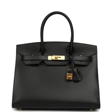 HERMÈS Hermes Birkin Sellier 30 Black Madame Gold Hardware | Thumbnail 1