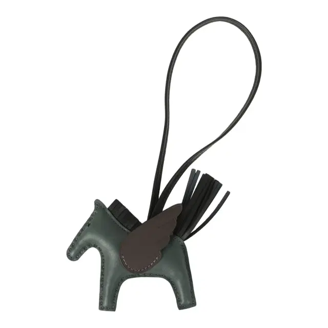 hermes Hermes Pegase Rodeo Bag Charm PM Vert Mangrove, Black, Bai-Brun Milo Lambskin