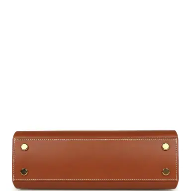 HERMÈS Hermes Tablier Sellier Fauve Vache Hunter, Gold, Ecru-Beige Swift and Toile H Gold Hardware | Thumbnail 6