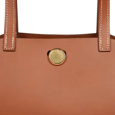 HERMÈS Hermes Tablier Sellier Fauve Vache Hunter, Gold, Ecru-Beige Swift and Toile H Gold Hardware | Thumbnail 7
