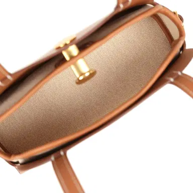 HERMÈS Hermes Tablier Sellier Fauve Vache Hunter, Gold, Ecru-Beige Swift and Toile H Gold Hardware | Thumbnail 8