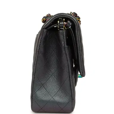 Chanel Pre-owned Chanel Medium Classic Double Flap Bag Iridescent Purple Goatskin Rainbow Hardware | Thumbnail 3 Chanel Pre-owned Chanel Medium Classic Double Flap Bag Iridescent Purple Goatskin Rainbow Hardware | Thumbnail 3