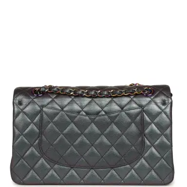 Chanel Pre-owned Chanel Medium Classic Double Flap Bag Iridescent Purple Goatskin Rainbow Hardware | Thumbnail 4 Chanel Pre-owned Chanel Medium Classic Double Flap Bag Iridescent Purple Goatskin Rainbow Hardware | Thumbnail 4