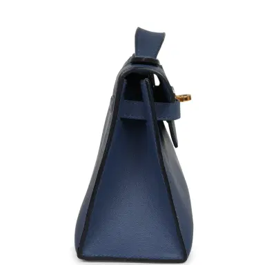 HERMÈS Pre-owned Hermes Kelly Pochette Bleu Brighton Swift Gold Hardware | Thumbnail 3 HERMÈS Pre-owned Hermes Kelly Pochette Bleu Brighton Swift Gold Hardware | Thumbnail 3