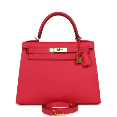 HERMÈS Pre-owned Hermes Kelly Sellier 28 Rose Extreme Epsom Gold Hardware | Thumbnail 1 HERMÈS Pre-owned Hermes Kelly Sellier 28 Rose Extreme Epsom Gold Hardware | Thumbnail 1