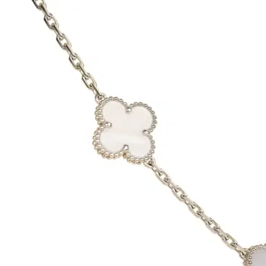 Van Cleef & Arpels Van Cleef & Arpels Vintage Alhambra 10 Motif Necklace Chalcedony 18K White Gold | Thumbnail 3 Van Cleef & Arpels Van Cleef & Arpels Vintage Alhambra 10 Motif Necklace Chalcedony 18K White Gold | Thumbnail 3