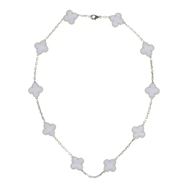 Van Cleef & Arpels Van Cleef & Arpels Vintage Alhambra 10 Motif Necklace Chalcedony 18K White Gold