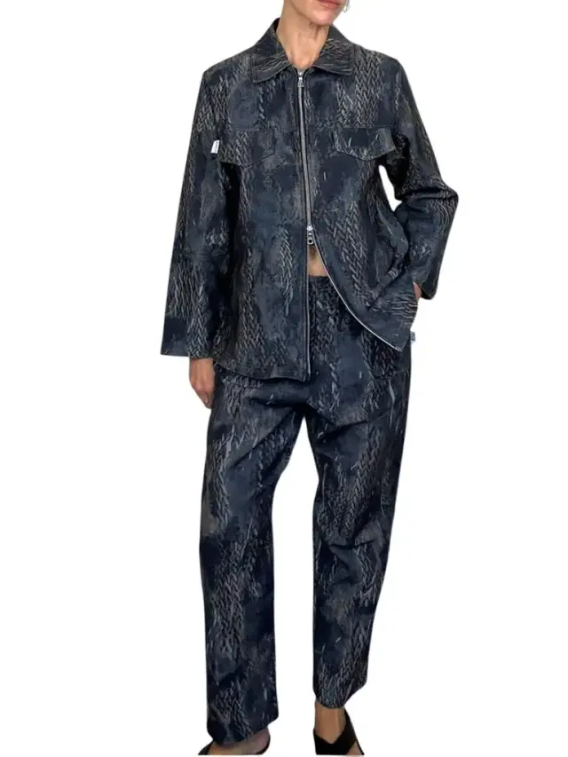 Printed Denim and Jacket Set