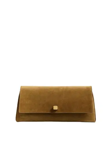 Khaite Audrey Clutch In Mud Suede | Thumbnail 1 Khaite Audrey Clutch In Mud Suede | Thumbnail 1