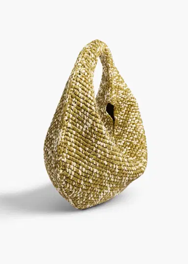 Khaite Medium Olivia Hobo In Olive And White Raffia | Thumbnail 2 Khaite Medium Olivia Hobo In Olive And White Raffia | Thumbnail 2