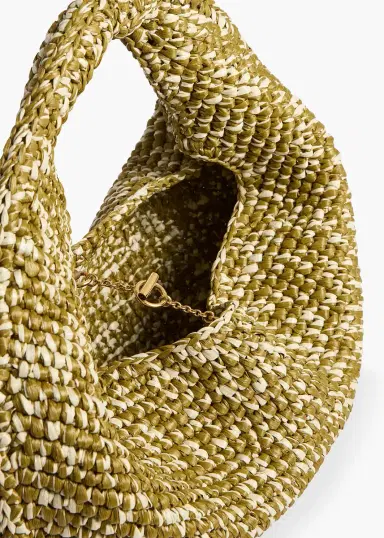Khaite Medium Olivia Hobo In Olive And White Raffia | Thumbnail 4 Khaite Medium Olivia Hobo In Olive And White Raffia | Thumbnail 4