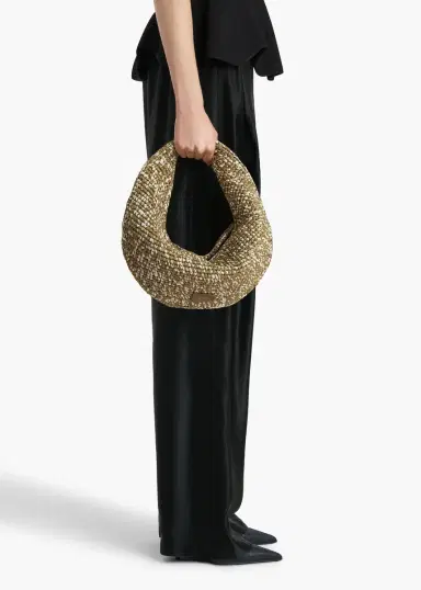 Khaite Medium Olivia Hobo In Olive And White Raffia | Thumbnail 5 Khaite Medium Olivia Hobo In Olive And White Raffia | Thumbnail 5