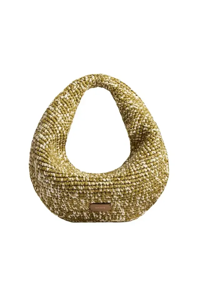 Khaite Medium Olivia Hobo In Olive And White Raffia