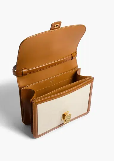 Khaite Blake Crossbody Bag In Dark Honey Leather With Natural Canvas | Thumbnail 3 Khaite Blake Crossbody Bag In Dark Honey Leather With Natural Canvas | Thumbnail 3